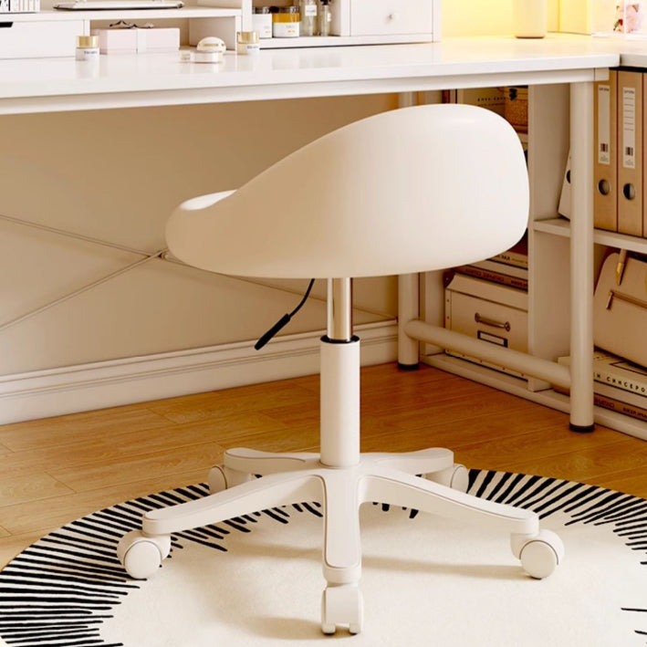 Modern Minimalist Round Upholstered Leather Hardware Vanity Stool Movable Liftable For Bedroom