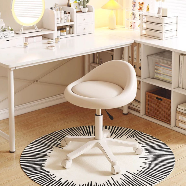 Modern Minimalist Round Upholstered Leather Hardware Vanity Stool Movable Liftable For Bedroom