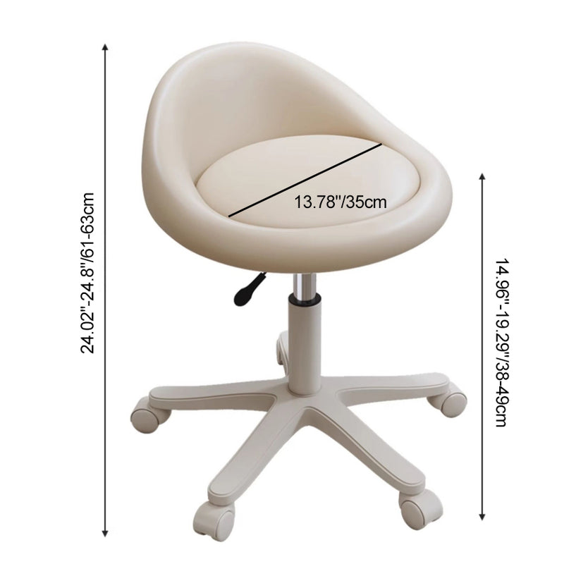 Modern Minimalist Round Upholstered Leather Hardware Vanity Stool Movable Liftable For Bedroom