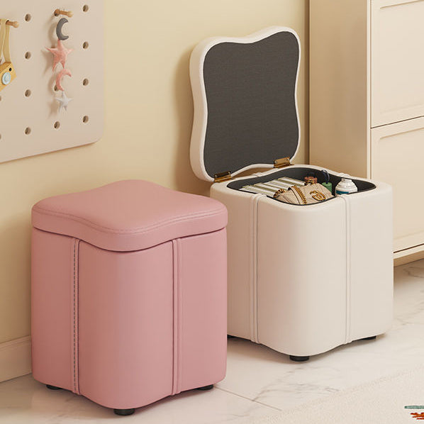 Contemporary Nordic Quad Flower Shape Tech Fabric Solid Wood Frame Vanity Stool For Bedroom