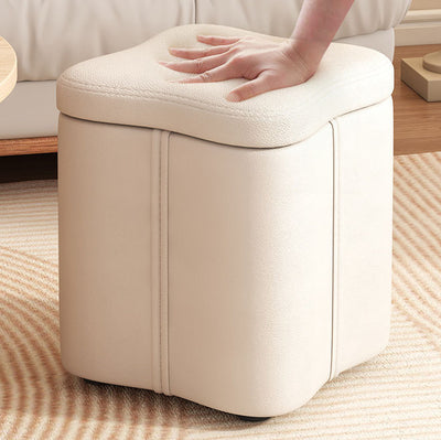 Contemporary Nordic Quad Flower Shape Tech Fabric Solid Wood Frame Vanity Stool For Bedroom
