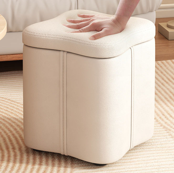 Contemporary Nordic Quad Flower Shape Tech Fabric Solid Wood Frame Vanity Stool For Bedroom
