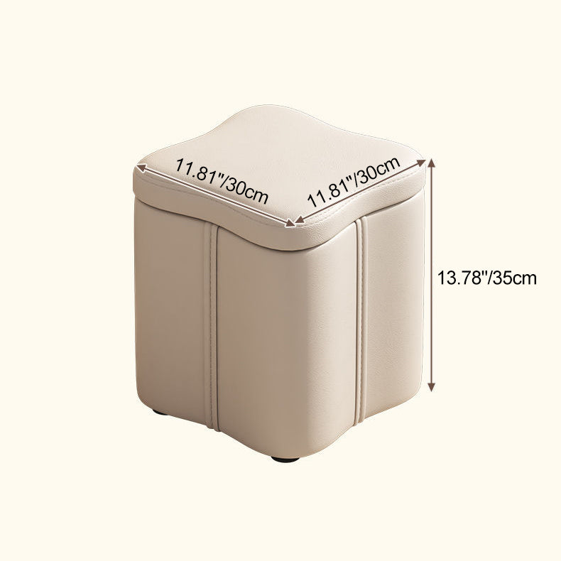 Contemporary Nordic Quad Flower Shape Synthetic Fabric Plywood Frame Vanity Stool For Bedroom