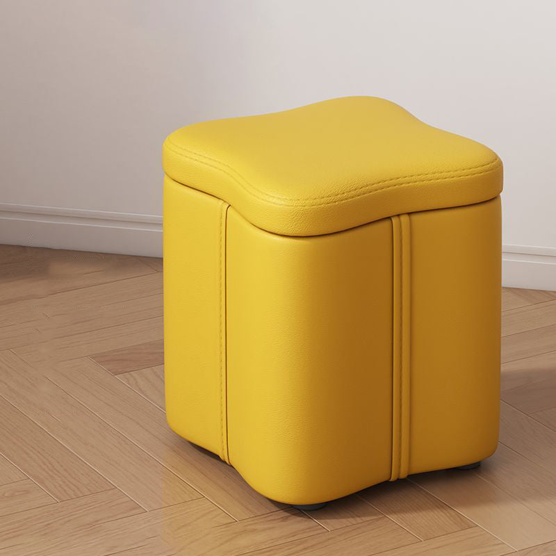 Contemporary Nordic Quad Flower Shape Tech Fabric Solid Wood Frame Vanity Stool For Bedroom