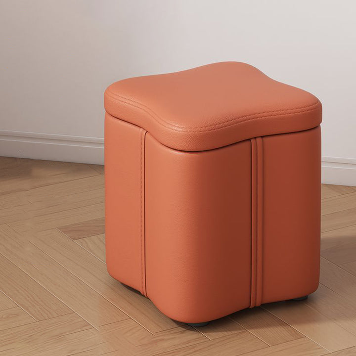 Contemporary Nordic Quad Flower Shape Synthetic Fabric Plywood Frame Vanity Stool For Bedroom