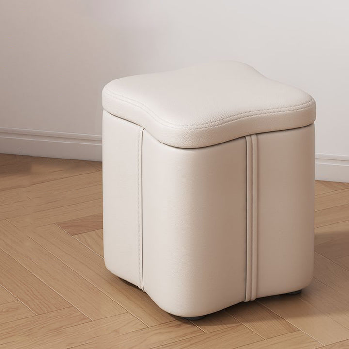 Contemporary Nordic Quad Flower Shape Synthetic Fabric Plywood Frame Vanity Stool For Bedroom