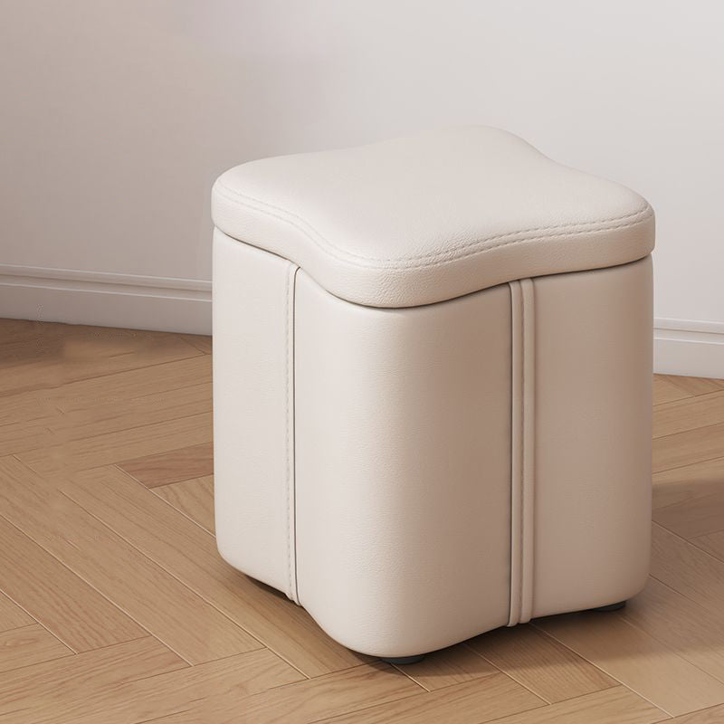 Contemporary Nordic Quad Flower Shape Tech Fabric Solid Wood Frame Vanity Stool For Bedroom