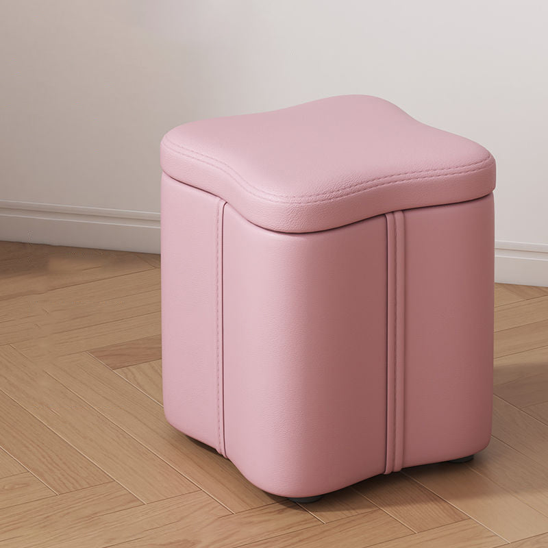 Contemporary Nordic Quad Flower Shape Tech Fabric Solid Wood Frame Vanity Stool For Bedroom