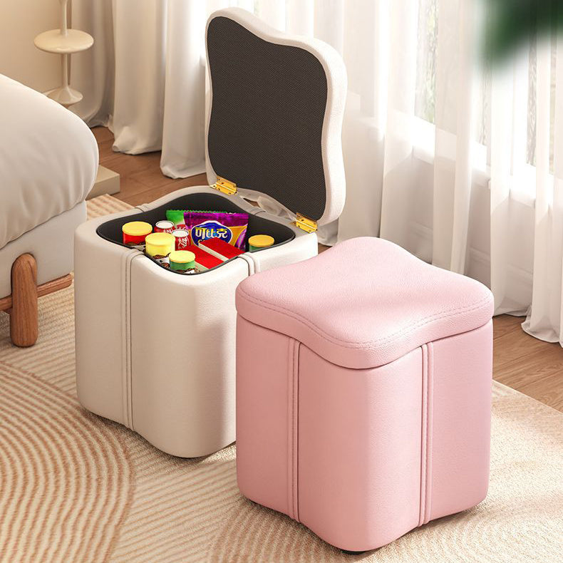 Contemporary Nordic Quad Flower Shape Tech Fabric Solid Wood Frame Vanity Stool For Bedroom
