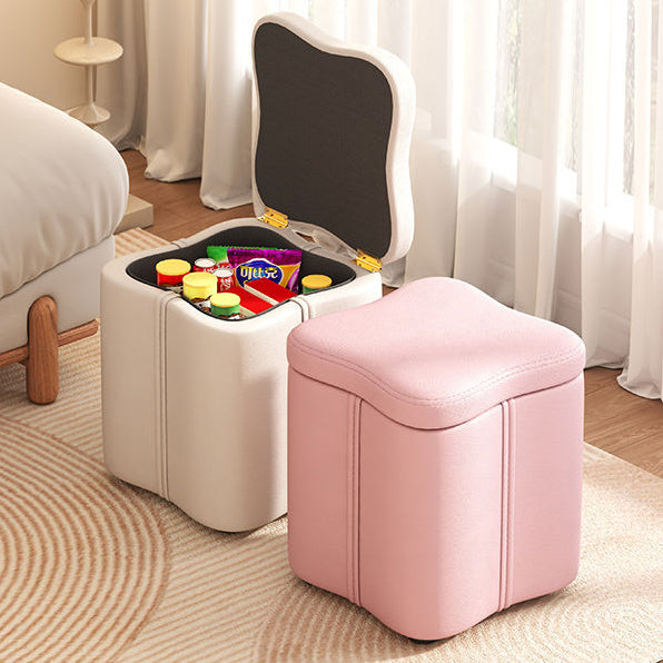 Contemporary Nordic Quad Flower Shape Tech Fabric Solid Wood Frame Vanity Stool For Bedroom