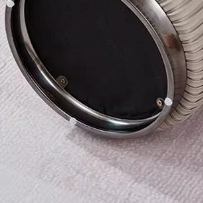 Modern Minimalist Round PU Leather Stainless Steel Low Stool For Living Room