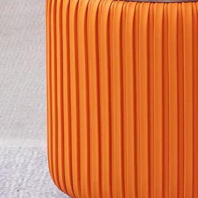 Modern Minimalist Round PU Leather Stainless Steel Low Stool For Living Room