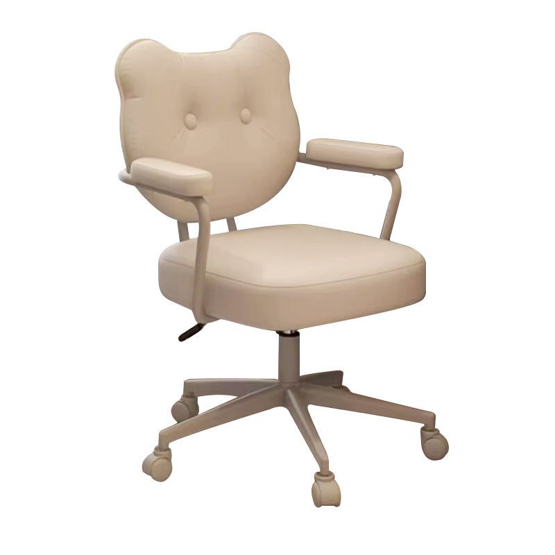 Modern Minimalist Round PU Leather Stainless Steel Iron Movable Height Adjustable Desk Chair For Home Office