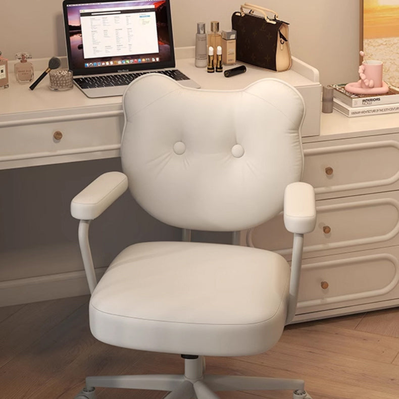 Modern Minimalist Round PU Leather Stainless Steel Iron Movable Height Adjustable Desk Chair For Home Office