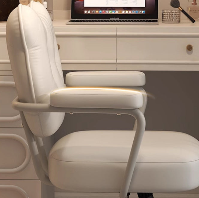 Modern Minimalist Round PU Leather Stainless Steel Iron Movable Height Adjustable Desk Chair For Home Office