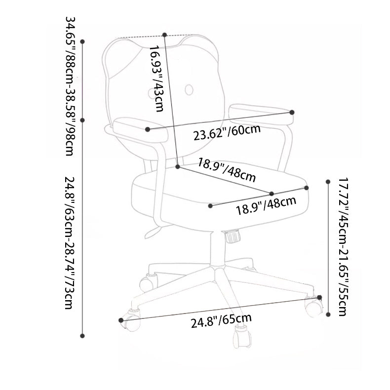 Modern Minimalist Round PU Leather Stainless Steel Iron Movable Height Adjustable Desk Chair For Home Office