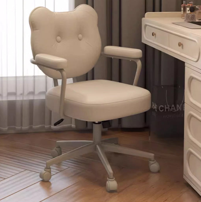 Modern Minimalist Round PU Leather Stainless Steel Iron Movable Height Adjustable Desk Chair For Home Office
