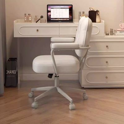 Modern Minimalist Round PU Leather Stainless Steel Iron Movable Height Adjustable Desk Chair For Home Office