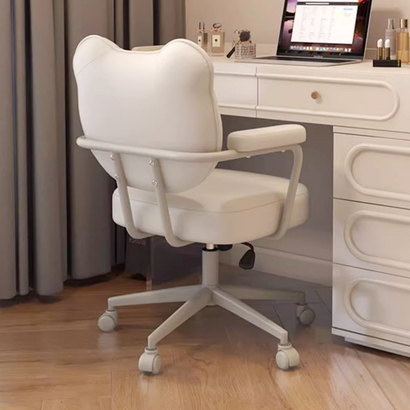 Modern Minimalist Round PU Leather Stainless Steel Iron Movable Height Adjustable Desk Chair For Home Office