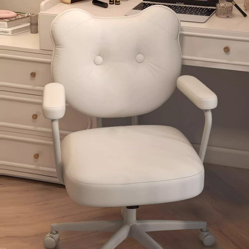 Modern Minimalist Round PU Leather Stainless Steel Iron Movable Height Adjustable Desk Chair For Home Office