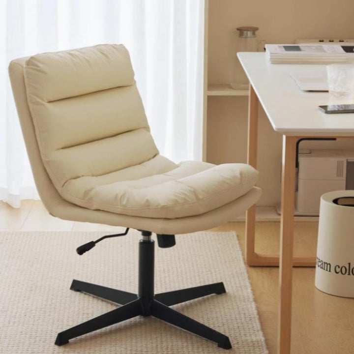 Moderner skandinavischer quadratischer Bürostuhl aus hochwertigem Kunstleder, Sperrholz und Stahl für das Homeoffice 