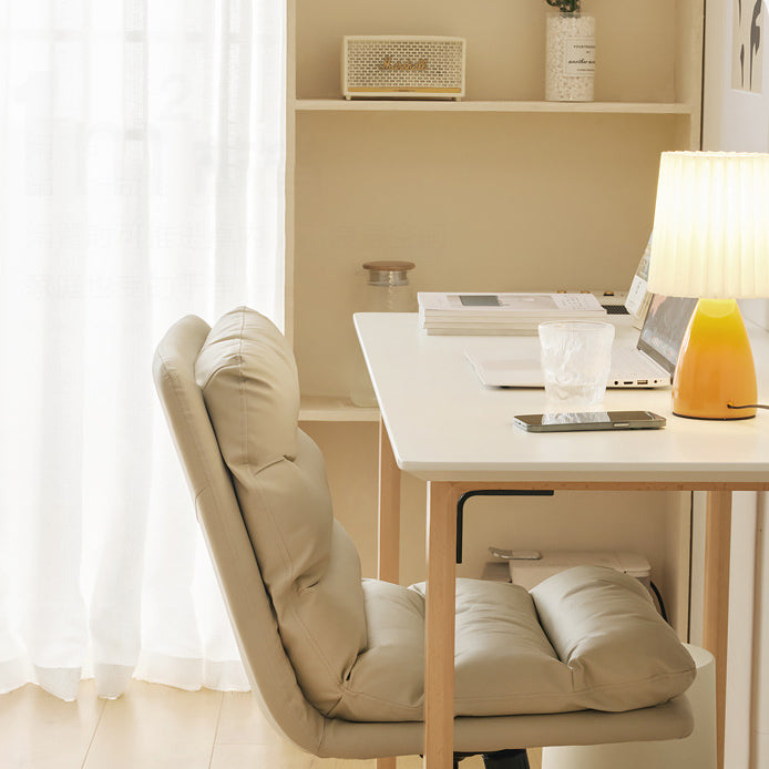 Moderner skandinavischer quadratischer Bürostuhl aus hochwertigem Kunstleder, Sperrholz und Stahl für das Homeoffice 