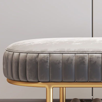 Contemporary Luxury Oval Iron Crystal Velvet Storage Shoe Bench 2-Tier For Entryways