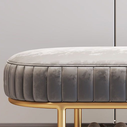 Contemporary Luxury Oval Iron Crystal Velvet Storage Shoe Bench 2-Tier For Entryways