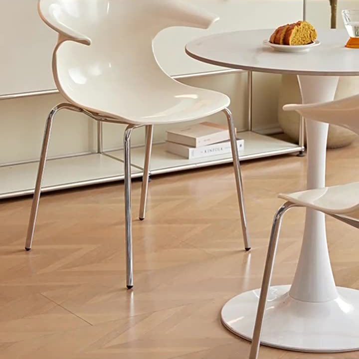 Contemporary Scandinavian Streamlined Steel ABS Backrest Dining Chair For Dining Room