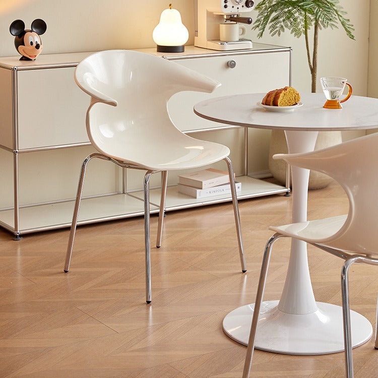 Contemporary Scandinavian Streamlined Steel ABS Backrest Dining Chair For Dining Room