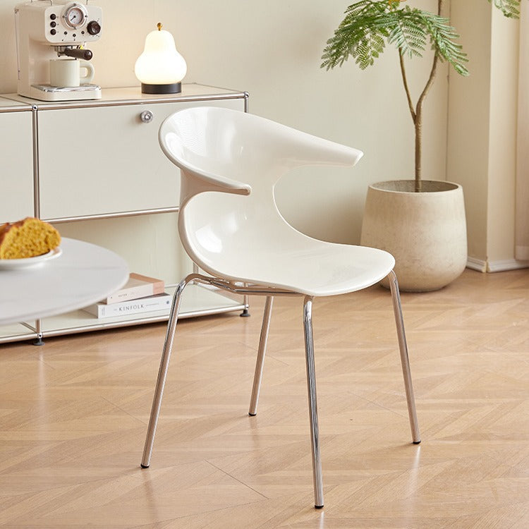 Contemporary Scandinavian Streamlined Steel ABS Backrest Dining Chair For Dining Room