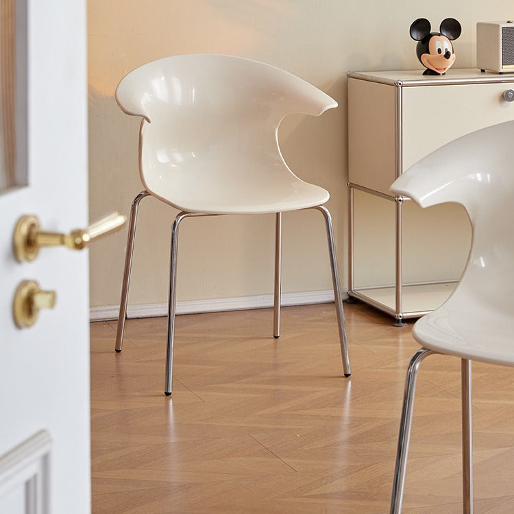 Contemporary Scandinavian Streamlined Steel ABS Backrest Dining Chair For Dining Room