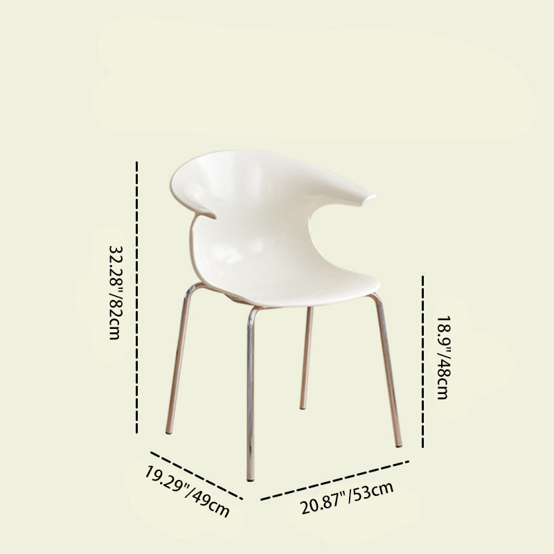 Contemporary Scandinavian Streamlined Steel ABS Backrest Dining Chair For Dining Room