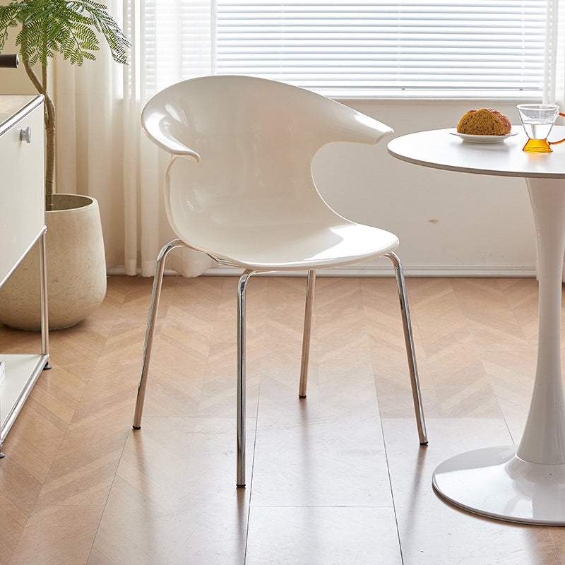 Contemporary Scandinavian Streamlined Steel ABS Backrest Dining Chair For Dining Room