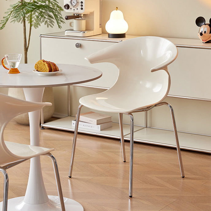 Contemporary Scandinavian Streamlined Steel ABS Backrest Dining Chair For Dining Room