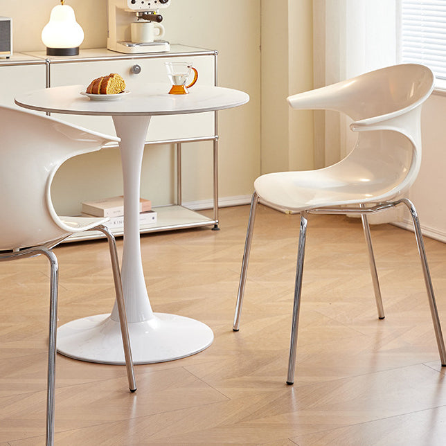 Contemporary Scandinavian Streamlined Steel ABS Backrest Dining Chair For Dining Room