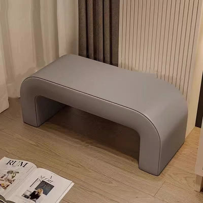 Contemporary Scandinavian Rectangular PU Leather Faux Velvet Wood Panel Shoe Bench For Entryways