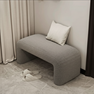 Contemporary Scandinavian Rectangular PU Leather Faux Velvet Wood Panel Shoe Bench For Entryways