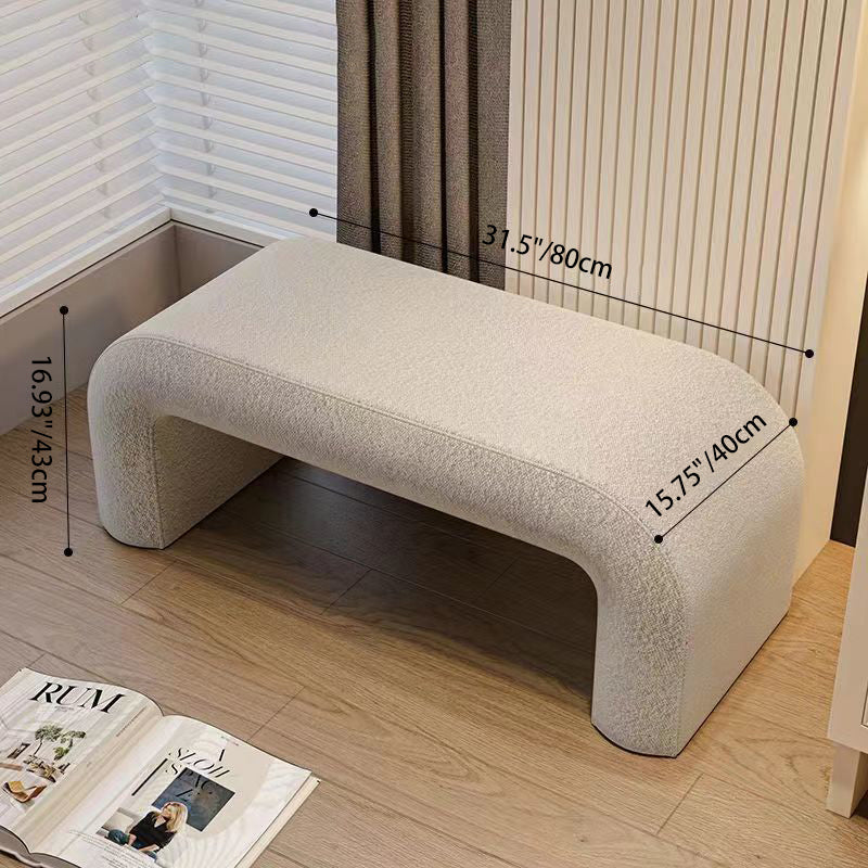 Contemporary Scandinavian Rectangular PU Leather Faux Velvet Wood Panel Shoe Bench For Entryways