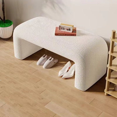 Contemporary Scandinavian Rectangular PU Leather Faux Velvet Wood Panel Shoe Bench For Entryways