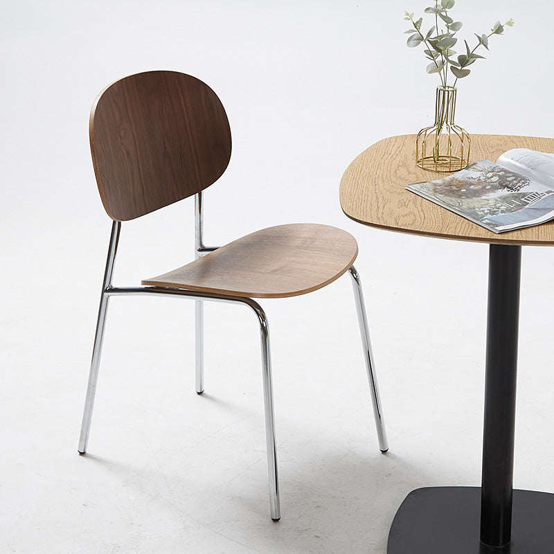 Modern Minimalist Square Carbon Steel Bentwood Backrest Dining Chair For Dining Room