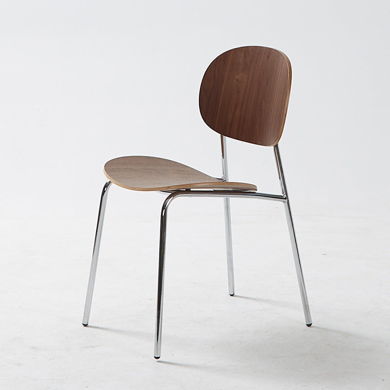 Modern Minimalist Square Carbon Steel Bentwood Backrest Dining Chair For Dining Room