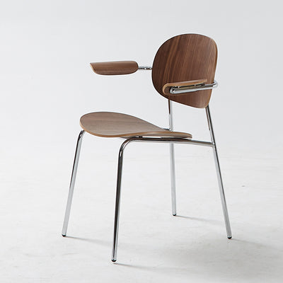 Modern Minimalist Square Carbon Steel Bentwood Backrest Dining Chair For Dining Room
