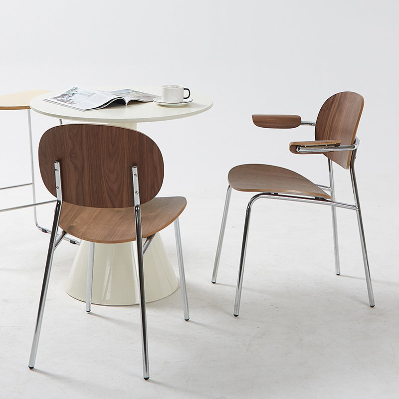 Modern Minimalist Square Carbon Steel Bentwood Backrest Dining Chair For Dining Room