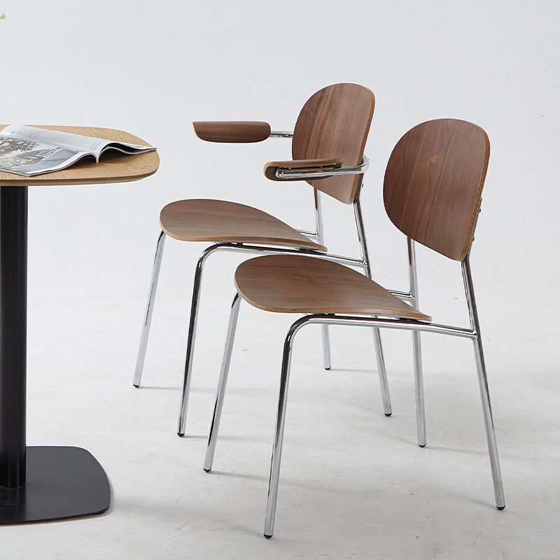 Modern Minimalist Square Carbon Steel Bentwood Backrest Dining Chair For Dining Room