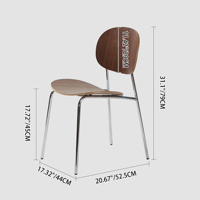 Modern Minimalist Square Carbon Steel Bentwood Backrest Dining Chair For Dining Room