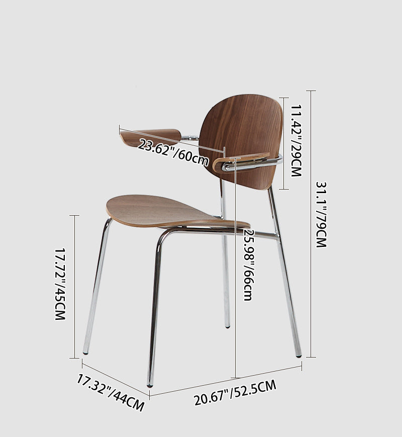 Modern Minimalist Square Carbon Steel Bentwood Backrest Dining Chair For Dining Room