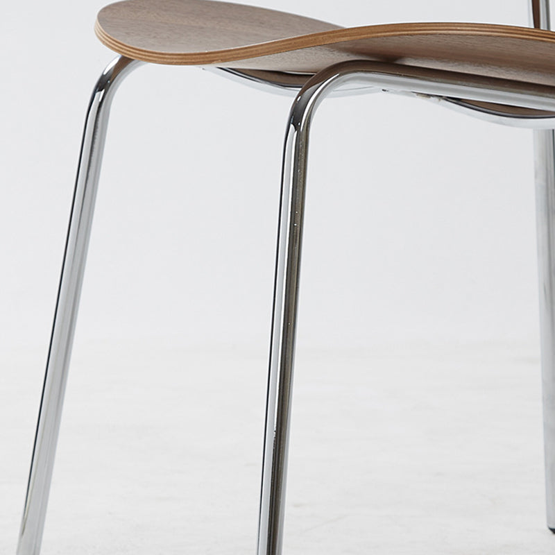 Modern Minimalist Square Carbon Steel Bentwood Backrest Dining Chair For Dining Room