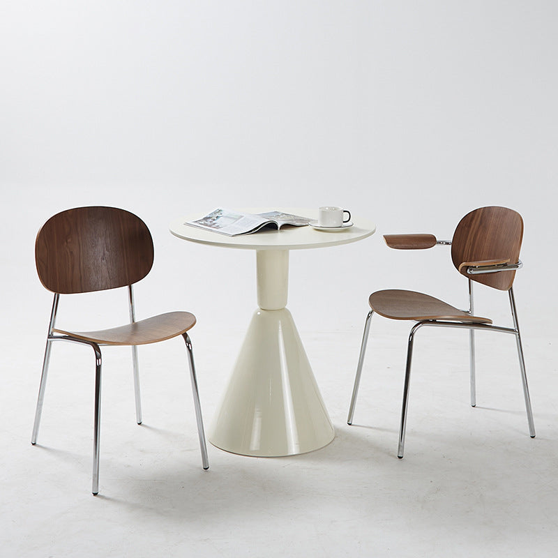 Modern Minimalist Square Carbon Steel Bentwood Backrest Dining Chair For Dining Room