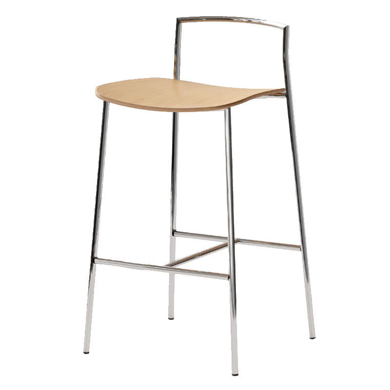 Tabouret de bar moderne minimaliste carré en fer à plusieurs niveaux avec panneau en bois massif pour salle à manger 